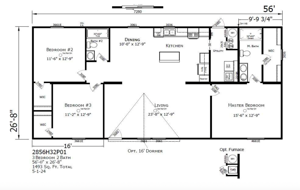 Champion Prime 28’x56’ 3 Bedroom 2 Bath